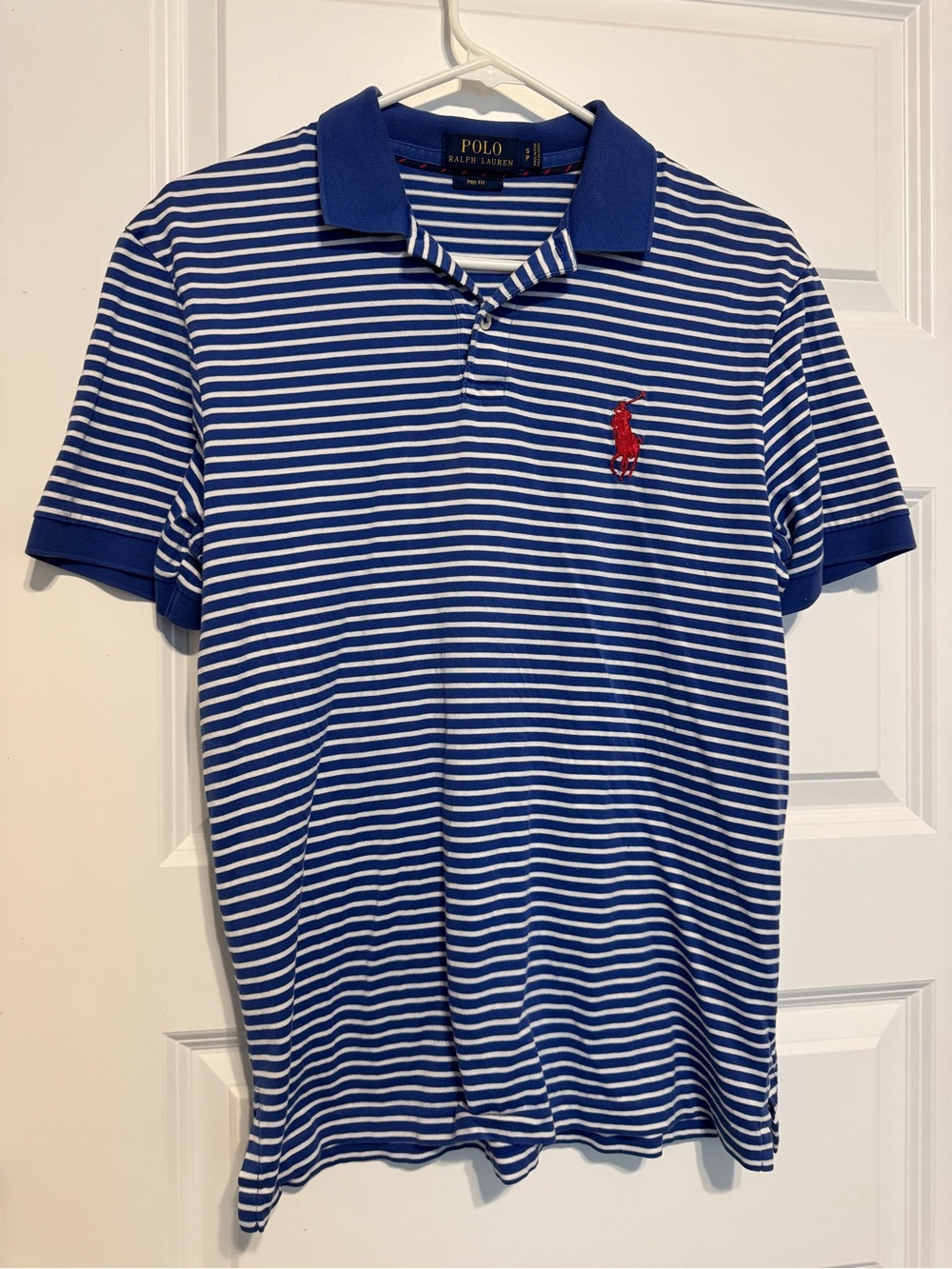 Ralph Lauren Blue & White Striped Polo with Red Pony Big Pony